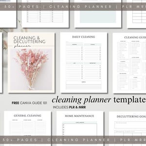 PLR Cleaning Planner Decluttering Schedule Done for you Canva Editable Template MRR Digital Products to Sell Home Checklist Guide Resell