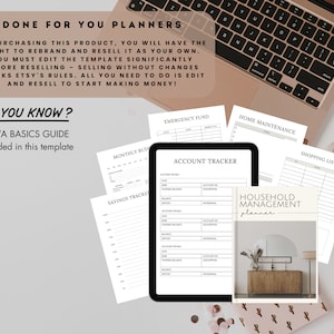 PLR Household Management Planner Template Home Guide Editable Canva House Checklist Guide Tracker Done for you MRR License Digital Product