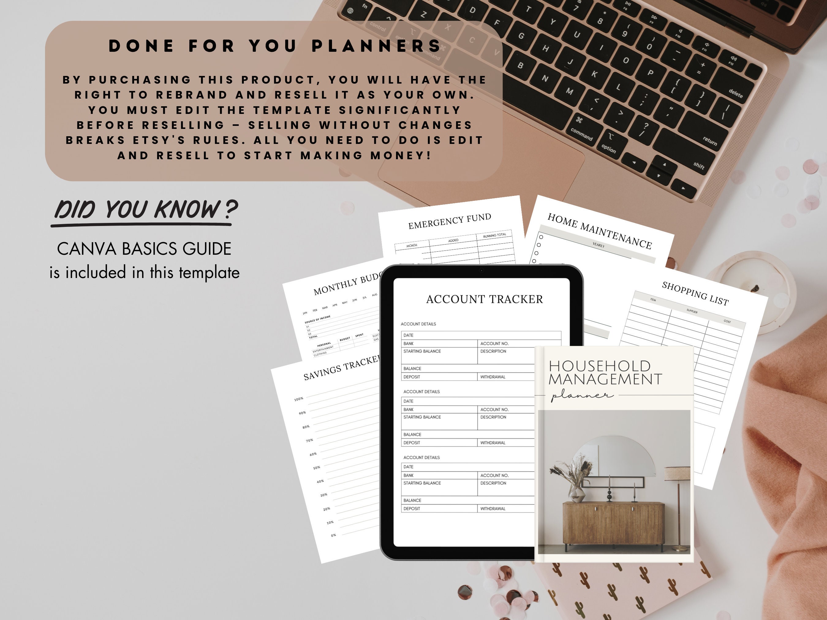 PLR Household Management Planner Template Home Guide Editable Canva ...