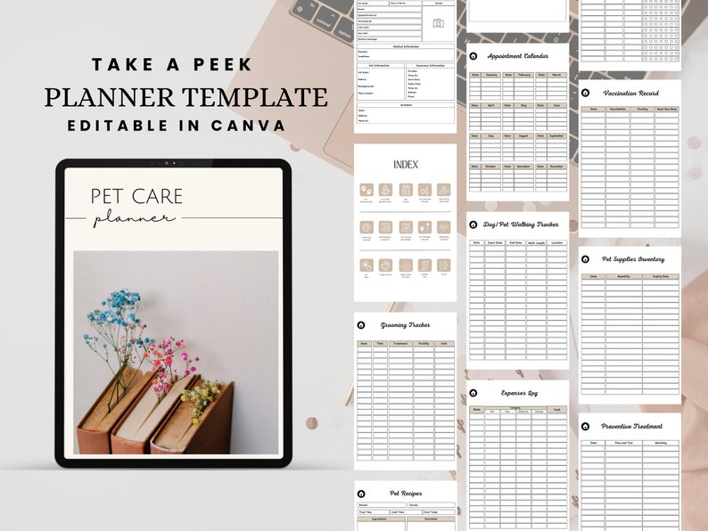 PLR Digital Planner Pet Care Planner Done for you Hyperlinked Planner Editable Canva Private Label Rights License Digital Product MRR Resell