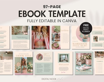 Ebook Template Canva Editable Lead Magnet Coaching Guide Book Course Creator Done for You Pastel Pink Green Checklist Workbook Worksheet
