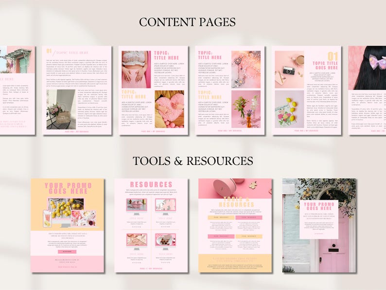 Ebook Template Canva Editable Lead Magnet Coaching Guide Book Course Creator Done for You Pink Modern Workbook Worksheet Digital Download