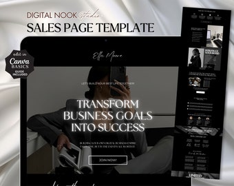 Sales Page Template Done for You Canva Website Digital Product Seller Marketing Page Course Creator Coach Landing Editable Sales Funnel