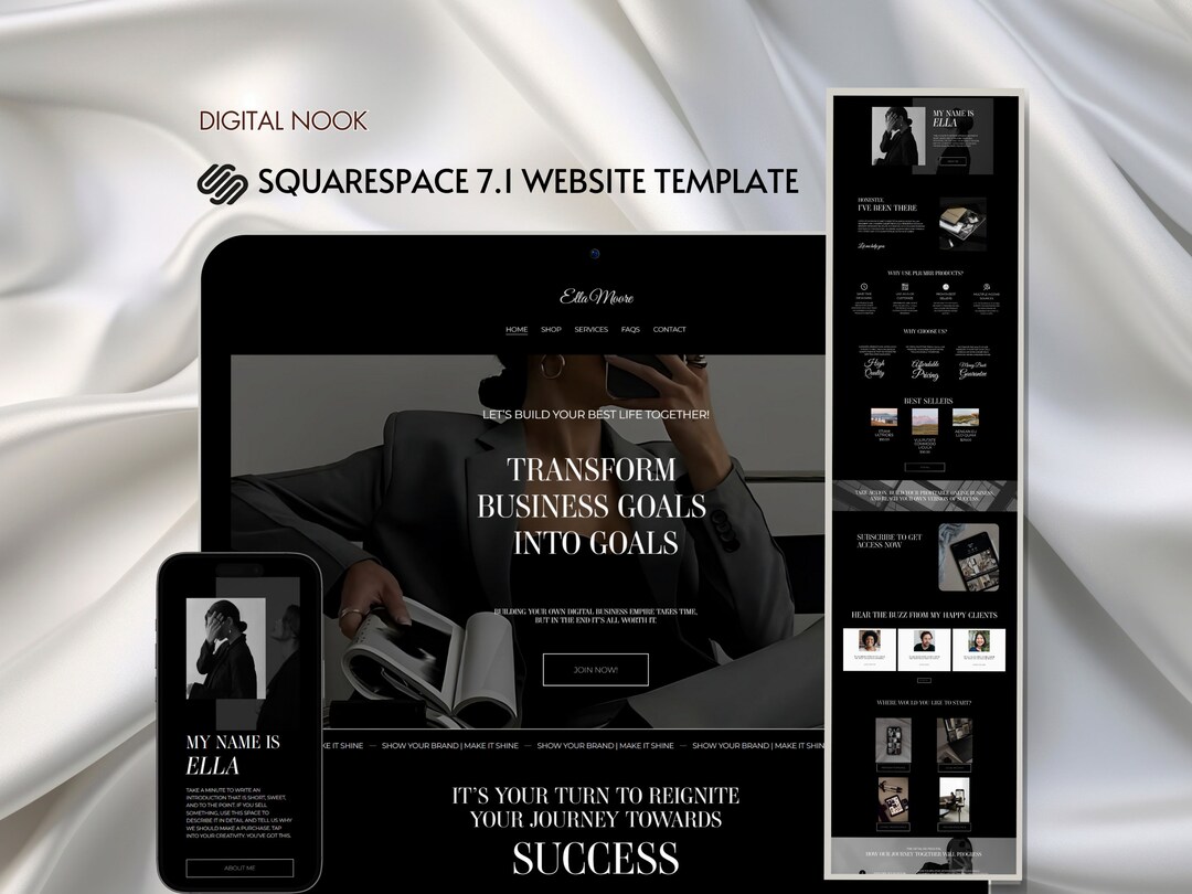 Black Luxury Squarespace Website Coach Digital Product Seller Website ...