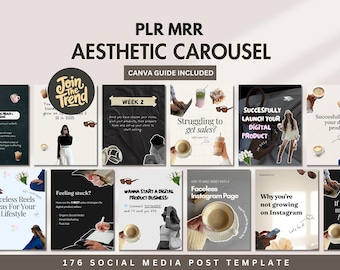 Aesthetic Instagram Carousel Cover Template Faceless Post Social Media Content Bundle Done For You Content Digital Marketing PLR MRR Trend