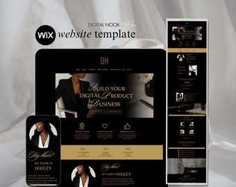 WIX Website Template Coaching Sales Page Gold Black Aesthetic Service Landing Page Course Creator VA Business One Page Luxury Web Site