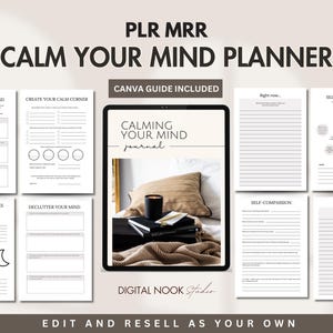 PLR MRR Planner Calm your Mind Workbook Template Daily Life Goal To Do Journal Done for you Mental Health Journal Resell Digital Product
