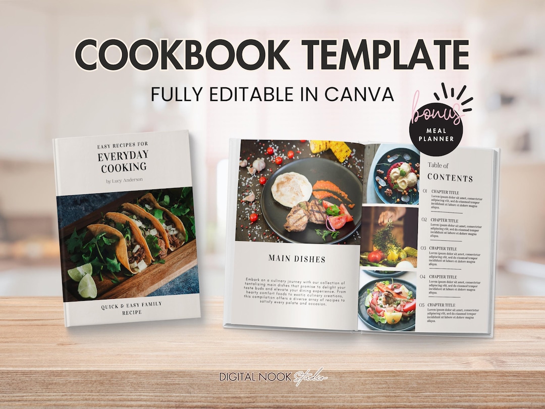 Cookbook Template Editable Recipe Book Custom Book Recipe Card Meal ...
