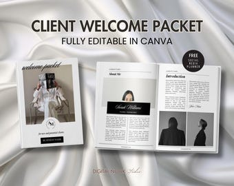 Guía de precios de servicios Plantilla de paquete de bienvenida para clientes Folleto para clientes Portafolio Canva VA Coaching editable Incorporación Kit de guía listo para usar