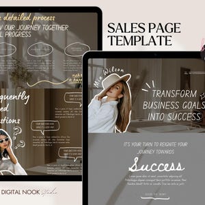 Aesthetic Sales Page Template Done for You Canva Website Neutral Doodle Portfolio Marketing One Page Creator Coach Landing Editable Funnel