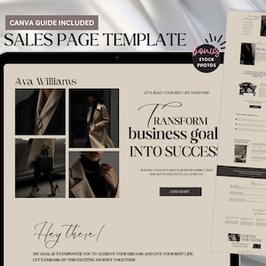 Sales Page Template Done for You Dark Aesthetic Canva Website Digital Product Seller Marketing Course Coach Landing Editable Sales Funnel