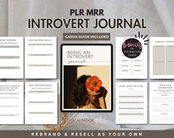 PLR Planner Being an Introvert Journal Template Done for You Canva Editable License Resell Digital Product Self Care Workbook Affirmations