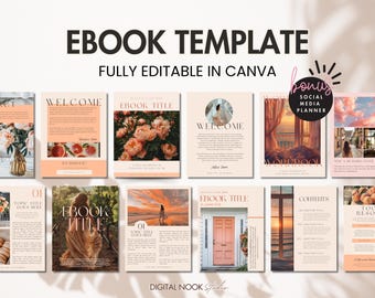 Ebook Template Canva Editable Lead Magnet Coaching Guide Book Course Creator Done for You Peach Aesthetic Workbook Worksheet Download
