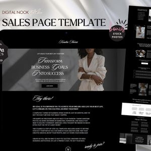 Verkooppaginasjabloon Canva-website Digitaal productverkoper Black Aesthetic Marketingcursus maker Coach Melanine Landing Bewerkbare trechter