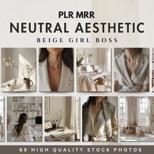 Neutral Aesthetic Girl Boss Stock Images Beige Faceless Stock Photo Marketing Light Cream PLR MRR AI Branding Social Media Minimalist