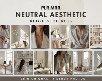Neutral Aesthetic Girl Boss Stock Images Beige Faceless Stock Photo Marketing Light Cream PLR MRR AI Branding Social Media Minimalist