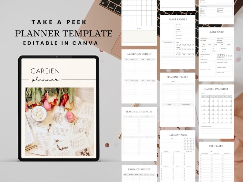 PLR Gardening Planner Template Editable Garden Journal Printable Done ...