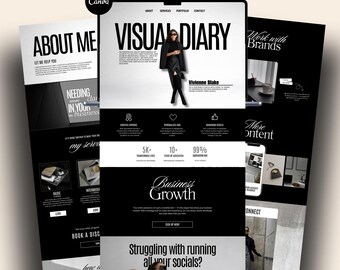 Canva Website Template: Black Portfolio for Content Creators (Digital Download)