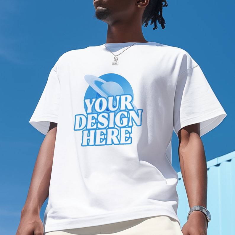 White Comfort Colors C1717 IVORY Oversized URBAN background Streetwear mockup Men Mockup Diverse Mockup Digital Download image 2