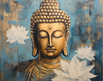 Zen Buddha Painting: Asian Wall Art (Digital Print)