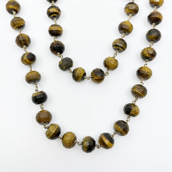 Verona Gioielli 18K Gold Plated Tiger's Eye Faceted Bead 18