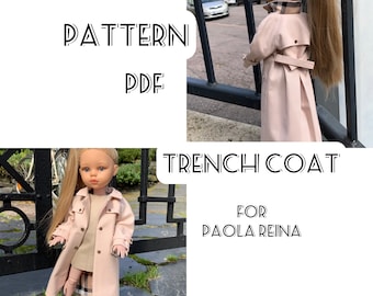 Pattern pdf+tutorial trench coat for Paola Reina 32-34 cm