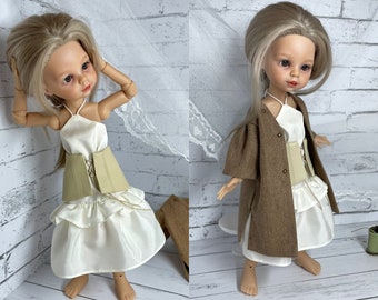 Vestiti 3in1 prendisole, corsetto, giacca per Paola Reina, vestito per bambola 32-34 cm