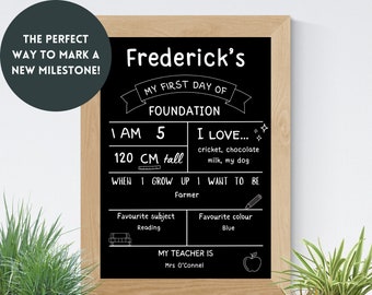 Editable First Day of School Chalkboard Sign | Printable Back to School Milestone Poster | Instant Download School Photo Prop
