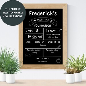 Chalkboard Back to School Schild, bearbeitbares Zeichen für den ersten Schultag, druckbares Schulmeilensteinschild, bearbeitbare Schulschilder, sofortiger Download