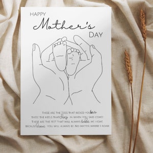Muttertagsgedicht als druckbares Geschenk vom Kind, On-Demand-Sofort-Line-Art-Geschenkdruck für Mama, gedrucktes Geschenk des ersten Muttergedichts als Kunst vom Kind
