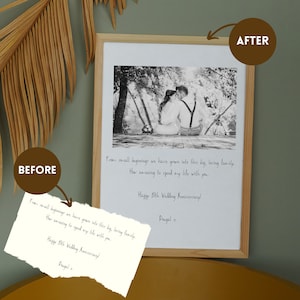 Cadeau d'écriture manuscrite, écriture personnalisée à partir d'une photo, oeuvre d'art Je t'aime pour enfant ou couple, oeuvre d'art commémorative ou d'anniversaire, souvenir personnalisé pour enfant