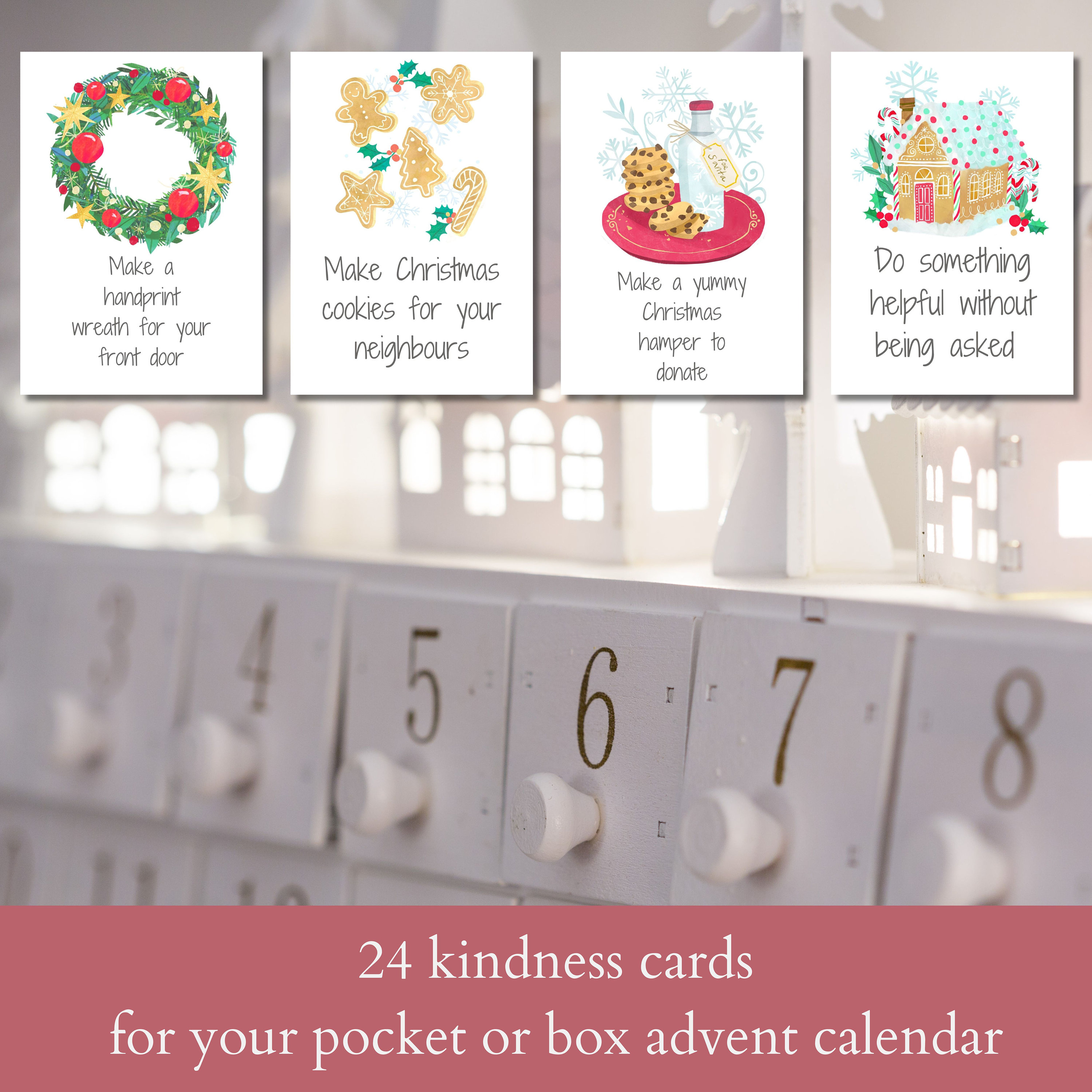 Kindness Advent Calendar Cards Printable for Families, School Holiday ...