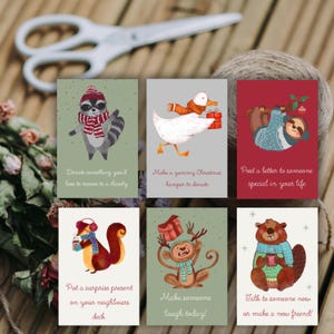 Tarjetas de bondad navideñas, calendario de adviento imprimible para niños, tareas navideñas familiares, lista de deseos navideños imprimible, calendario de adviento benéfico