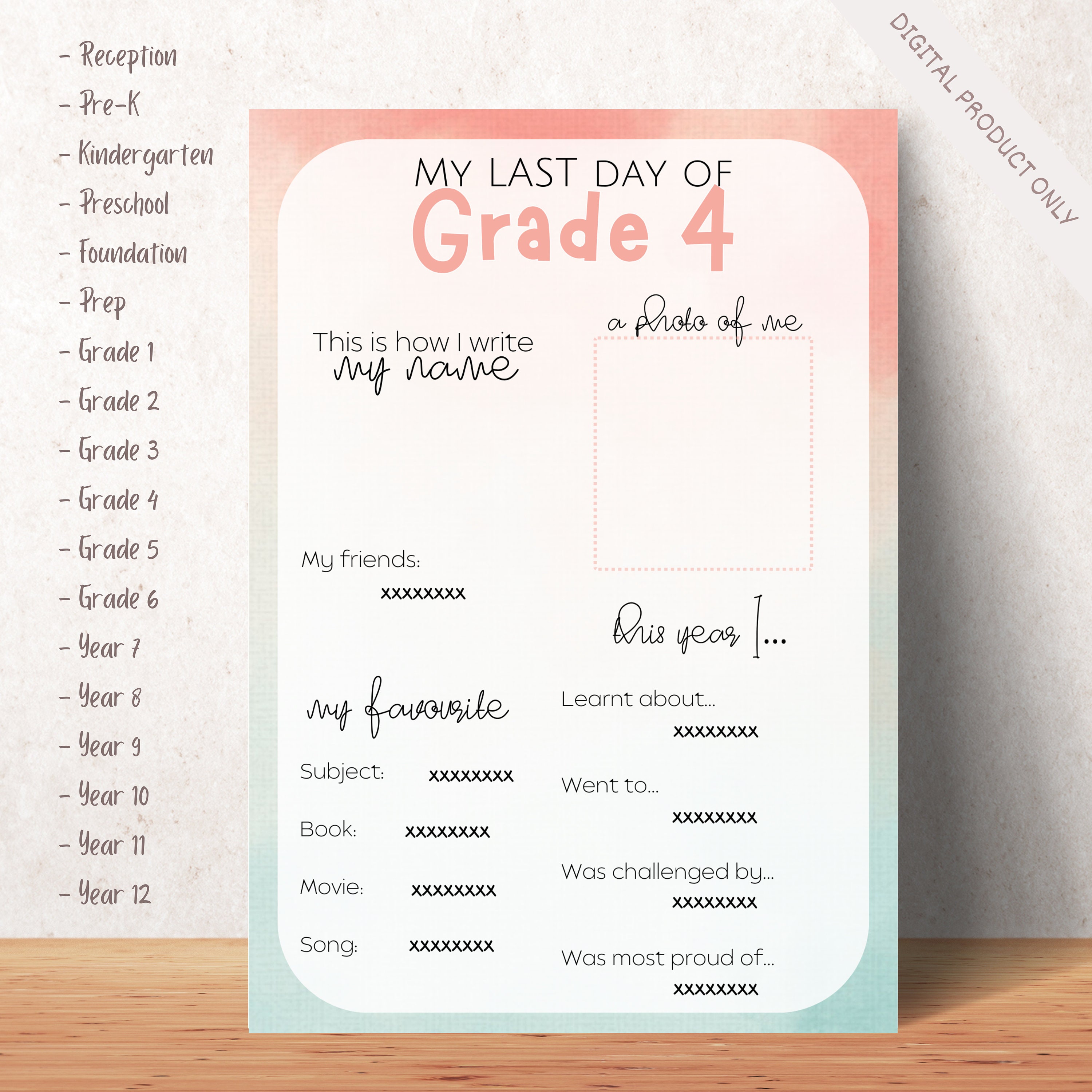 School Memory Box Printable, Kids Keepsake Personalized Back to School ...
