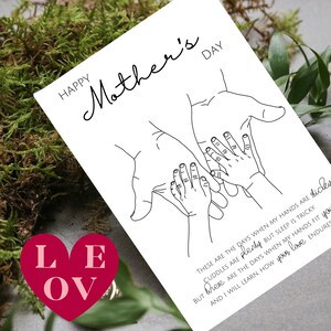 子どもから母の日の詩を印刷、ママがオンデマンドで贈る即席ギフトアート、赤ちゃんからの最初の母の詩の手書きアウトラインギフト、新米ママへのママの詩