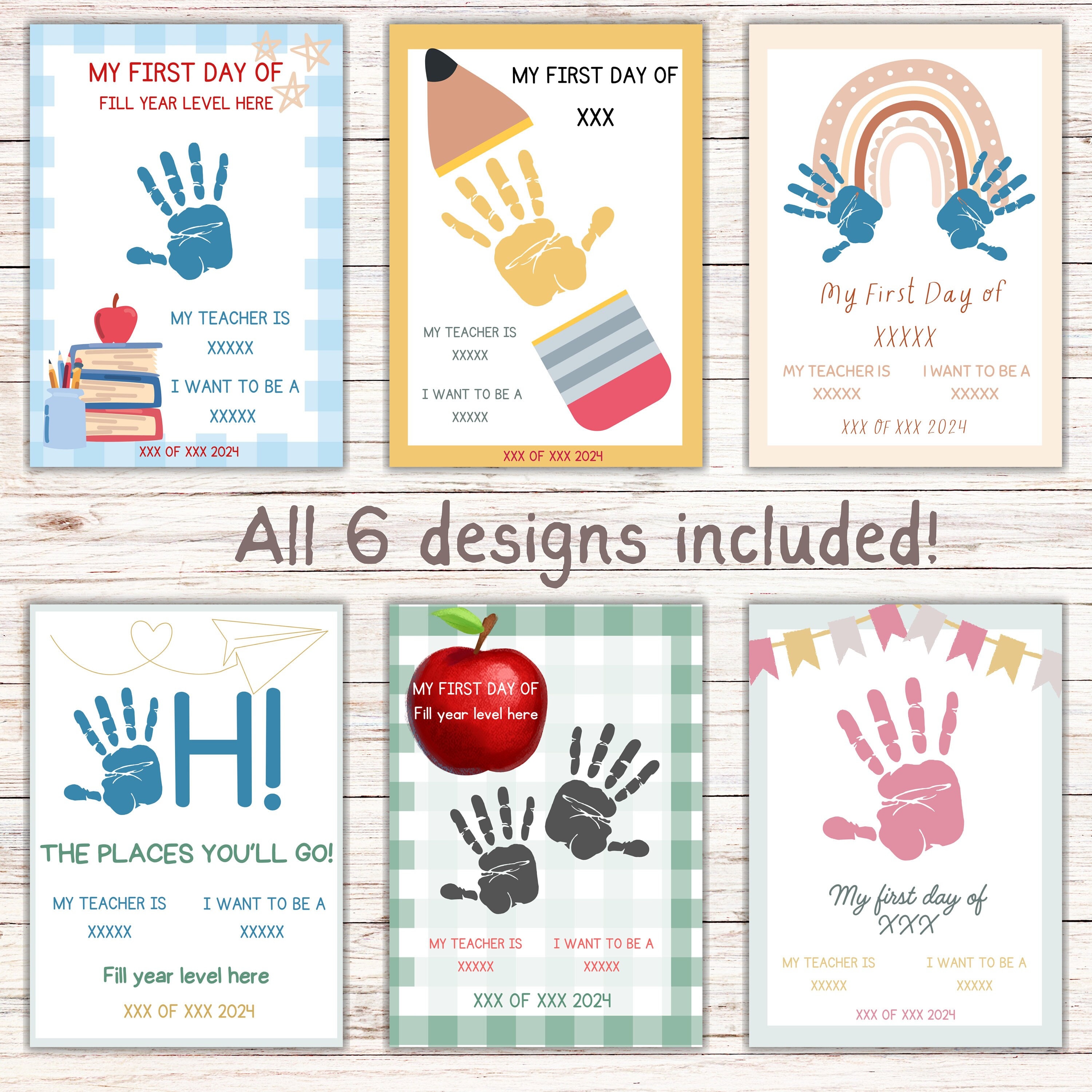 First Day Of School Handprint Craft | Back To School Printable | Memory Keepsake | Handprint Preschool Craft | Teacher Resource | Reuseable