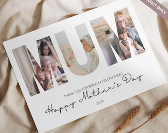 Mother’s Day Photo Art Collage Gift, Mum  Editable On Demand Personal Photo Print Template, Custom Digital Photo Frame Art, Mum Birthday