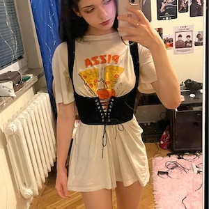 Retro Sling Gothic Plaid A-Line Women Mini Dresses Grunge Punk Bandage Skinny Emo Party Dress Short Sleeve Summer Streetwear