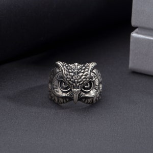 Silver Owl Ring - Etsy