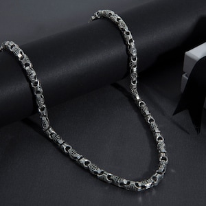 Cross Pattern Chain Necklaces, Oxidized Silver Link Chain Necklace, Cross Necklace For Men, Best Gifts For Men, Unique Gift For Fathers Day