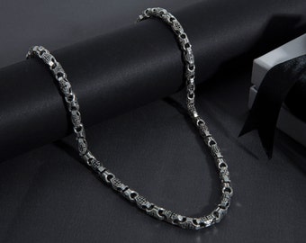 Cross Pattern Chain Necklaces, Oxidized Silver Link Chain Necklace, Cross Necklace For Men, Best Gifts For Men, Unique Gift For Fathers Day