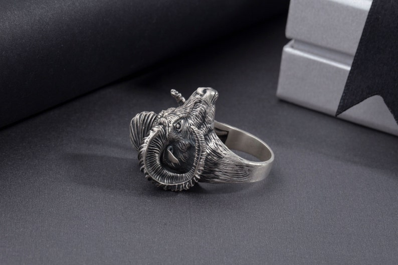 Ram Rng Oxidized Sterling Silver Ram Ring, Aries Zodiac Jewelry - Etsy