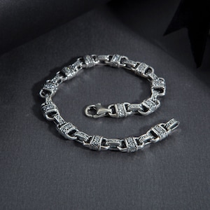 Sterling Silver Chain Bracelets For Men, Byzantine Chain Bracelet, Diamond Link Chain Bracelets, Gifts For Men, Unique Gift For Fathers Day