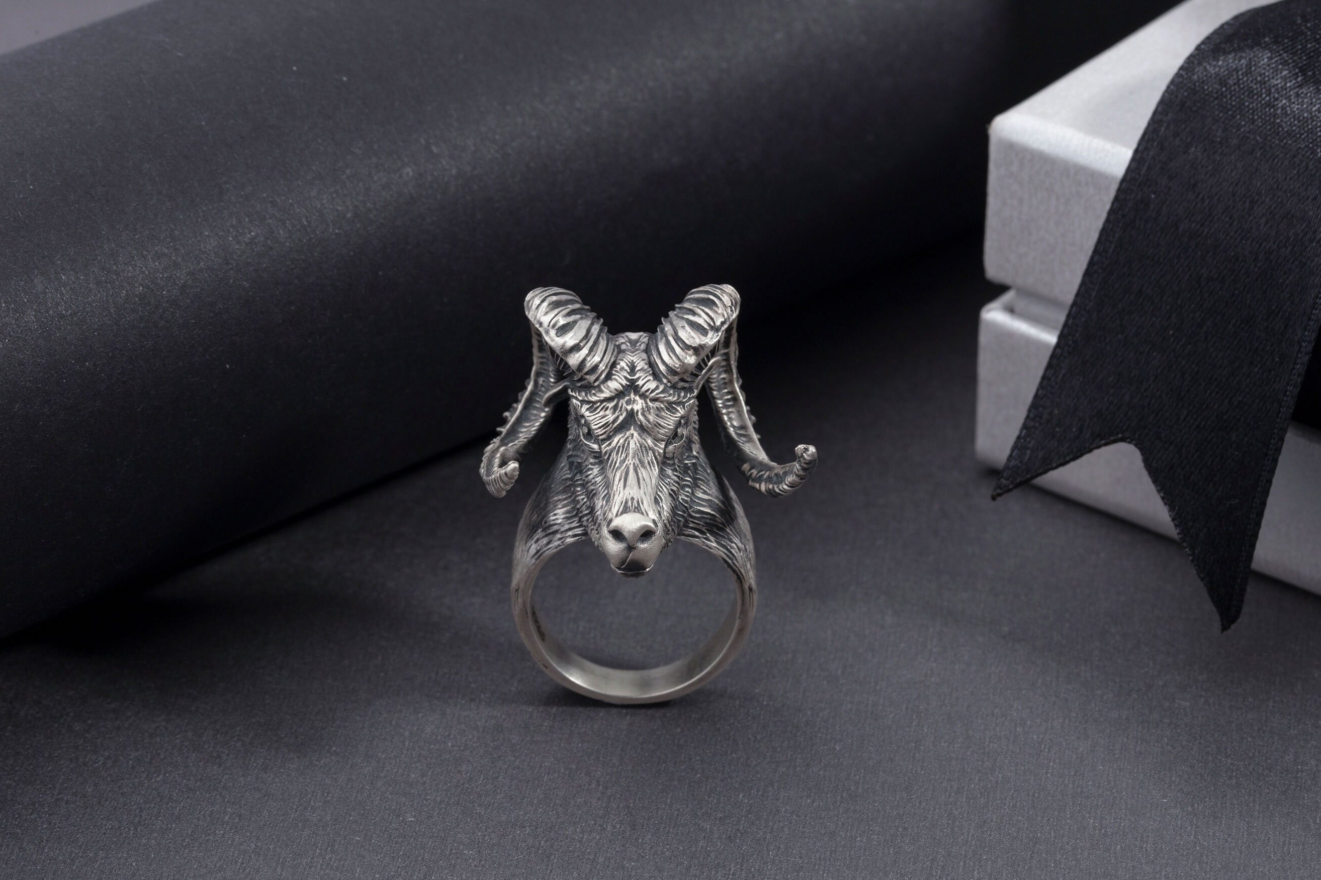 Ram Rng Oxidized Sterling Silver Ram Ring, Aries Zodiac Jewelry - Etsy