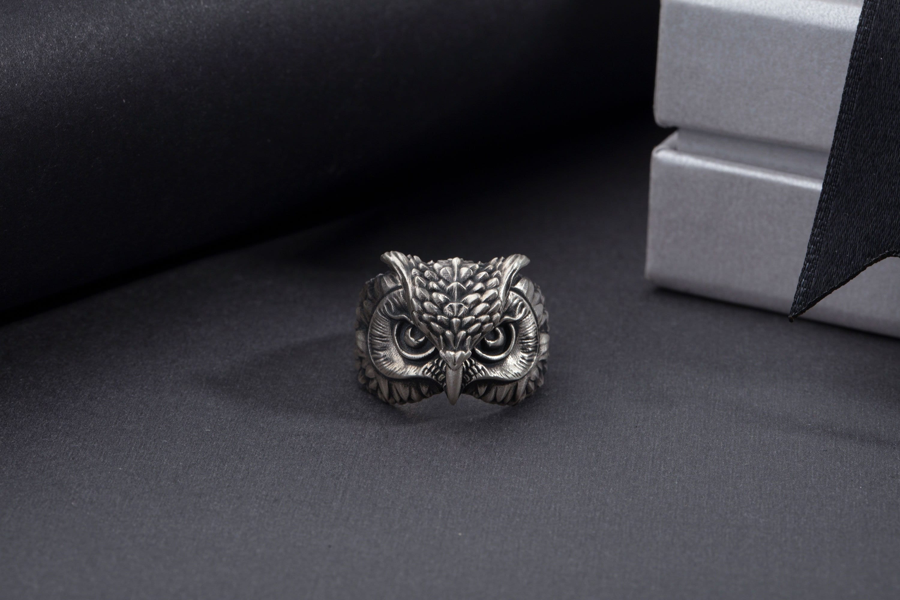 Sterling Silver Owl Ring, Oxidized 925 Silver Owl Ring, Unisex Animal Jewelry, Birthday Gift For Men