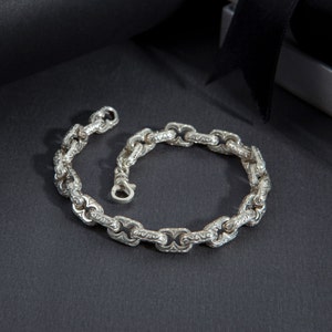 Sterling Silver Chain Bracelets For Men, Gifts For Husband, Byzantine Link Chain Bracelets, Silver Men Jewelry, Unique Gift For Fathers Day