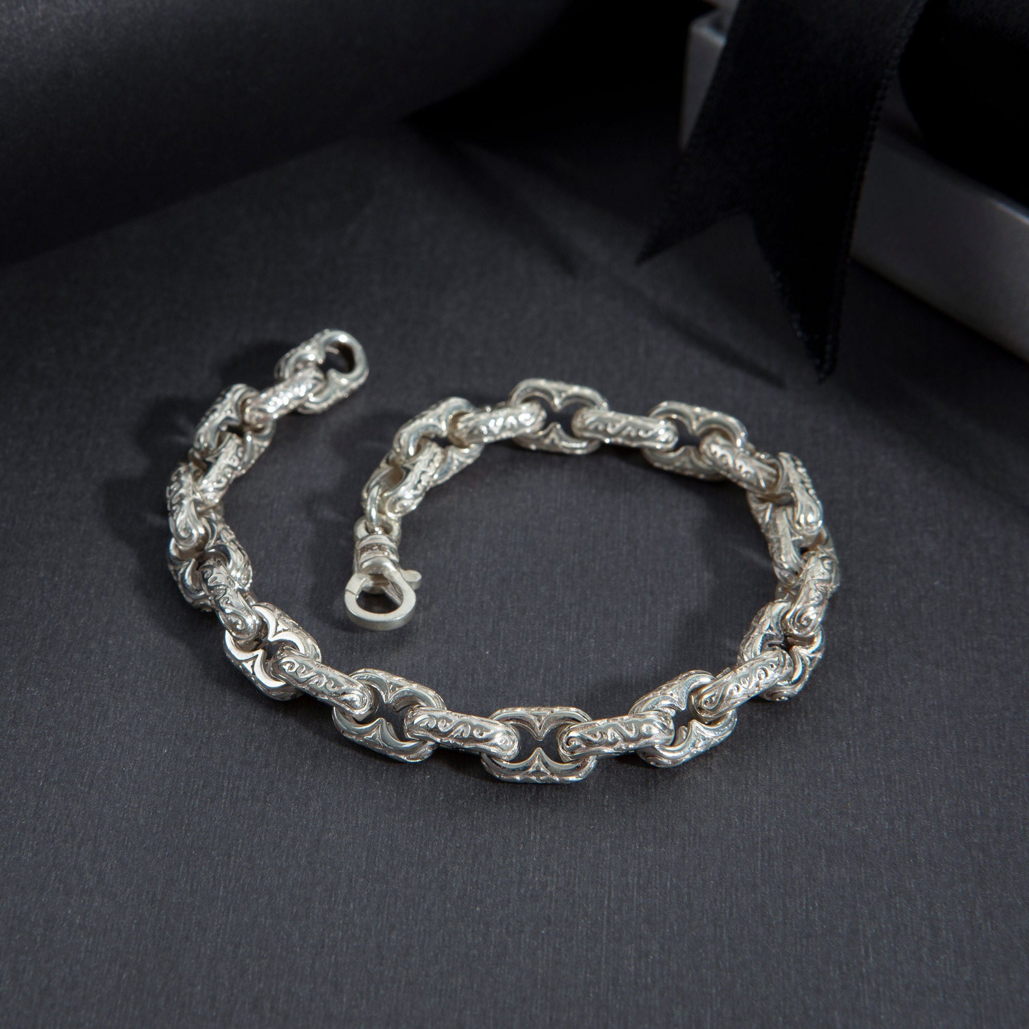 Sterling Silver Chain Bracelets For Men, Gifts For Husband, Byzantine Link Chain Bracelets, Silver Men Jewelry, Unique Gift For Fathers Day