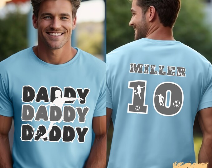 Personalized Soccer player Shirt for Daddy, Grampy or uncle, Soccer Name and Number Shirt, Gift for Soccer Fan, Custom Soccer Shirt,dad gift