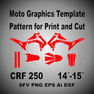 Honda CRF 250 2014 2015 Skin Vector Graphic-sjabloon, klaar om te knippen, Skin-sjabloon, Motocross Graphics Vector
