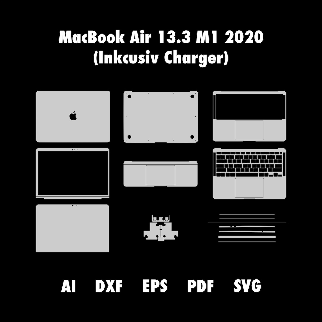 MacBook Air 13.3 2020 M1 Vector Skin Cut Files, MacBook Air 13,3 M1 Cut ...